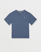 Camiseta Volcom Stone Blanks Storm Blue para niño vista frontal del producto oficial
