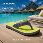 Chanclas Dakine No Ka´oi Sport Grey Lime en fotografía editorial propia de THE SURF TOWN inspirada en un beach club premium de Bora Bora