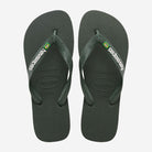 Chanclas Havaianas Brasil Logo verde oliva unisex con bandera de Brasil para verano y playa