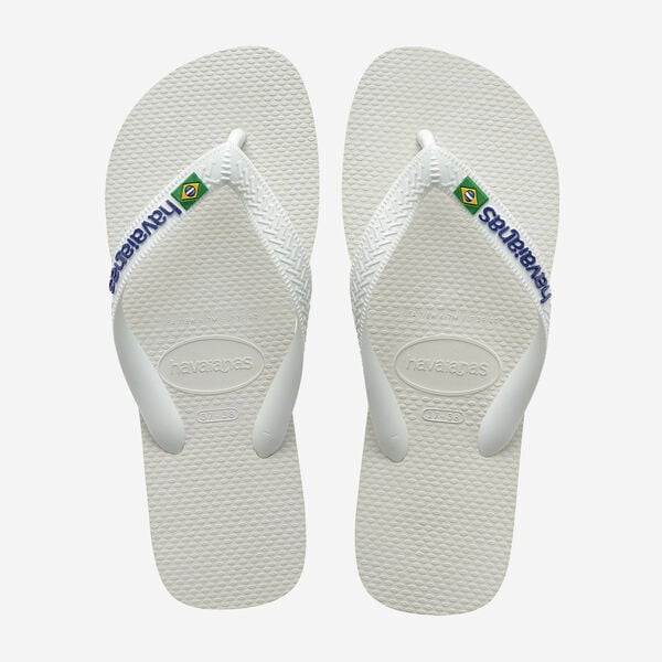 Chanclas Havaianas Brasil Logo White blancas unisex con bandera de Brasil para verano y playa