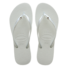 Chanclas Havaianas Slim Crystal White mujer blancas con tiras finas y detalle de cristal sobre suela cómoda de goma ideales para verano, playa y piscina
