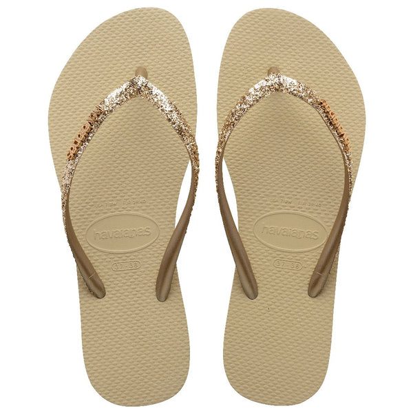 Chanclas Havaianas Slim Glitter II Beige Gold