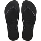 Chanclas Havaianas Slim Glitter II Black mujer negras con tiras finas glitter brillantes y suela cómoda de goma ideales para verano, playa y piscina