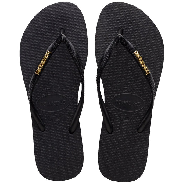 Chanclas Havaianas Slim Logo Metallic Black Gold