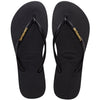 Chanclas Havaianas Slim Logo Metallic Black Gold mujer negras con logo metálico dorado para verano y playa