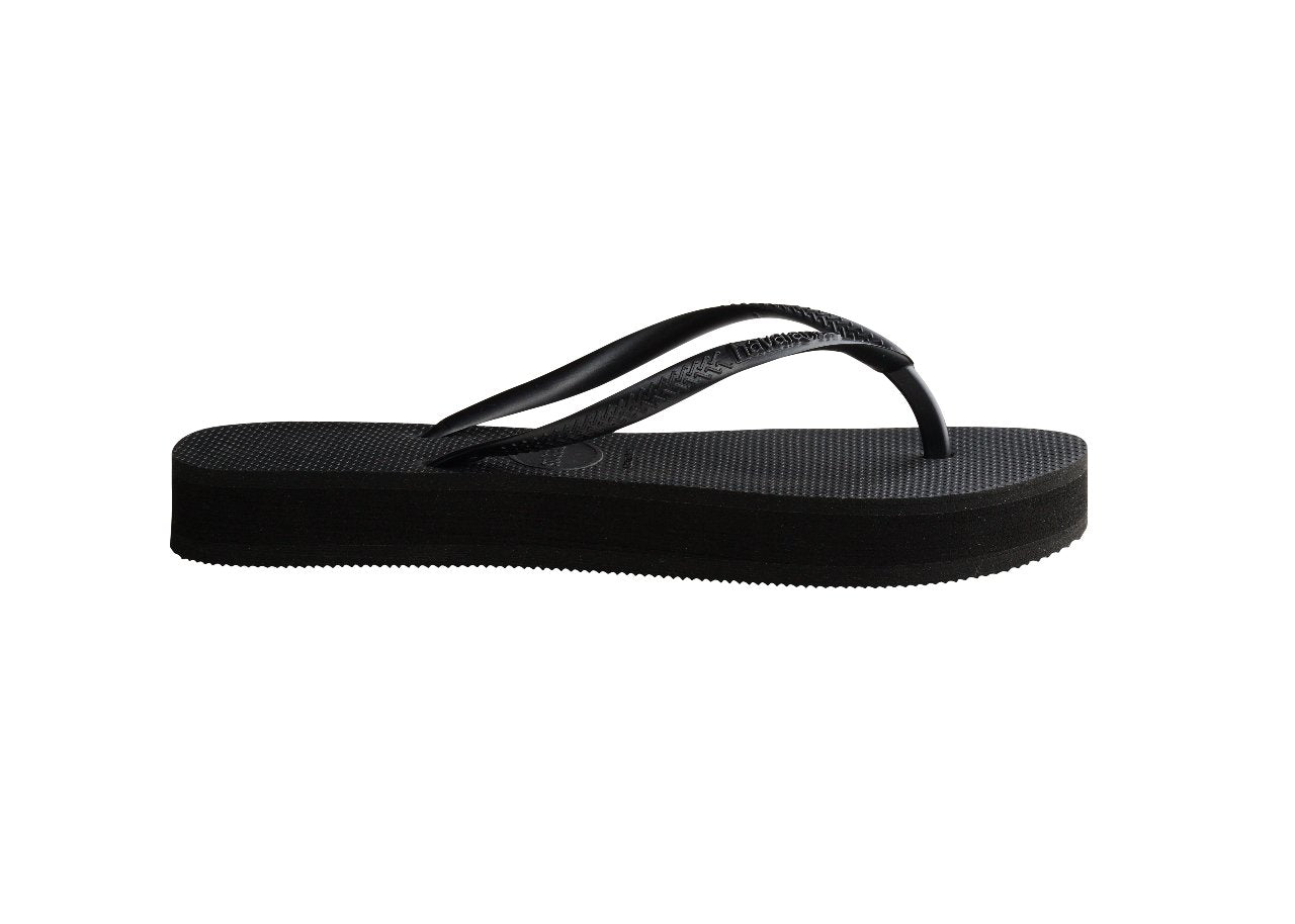 Chanclas Havaianas Slim Platform Black mujer negras con suela plataforma cómoda de goma ideales para verano, playa y piscina