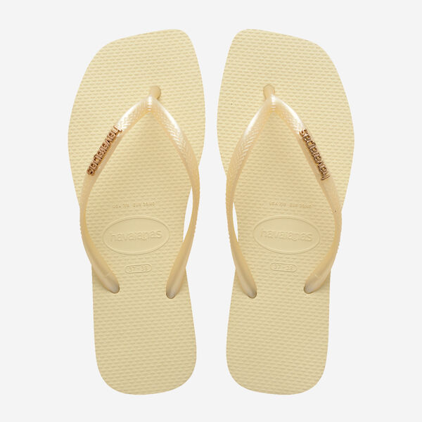 Chanclas Havaianas Slim Square Logo Metallic Beige