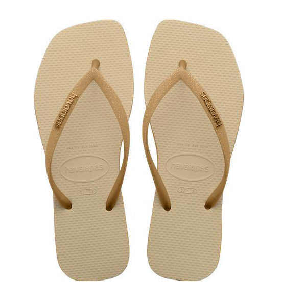 Chanclas Havaianas Slim Square Logo Sparkle Sand Grey