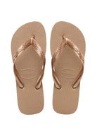 Chanclas Havaianas Top Gold en color dorado con suela cómoda de goma ideales para verano, playa y piscina