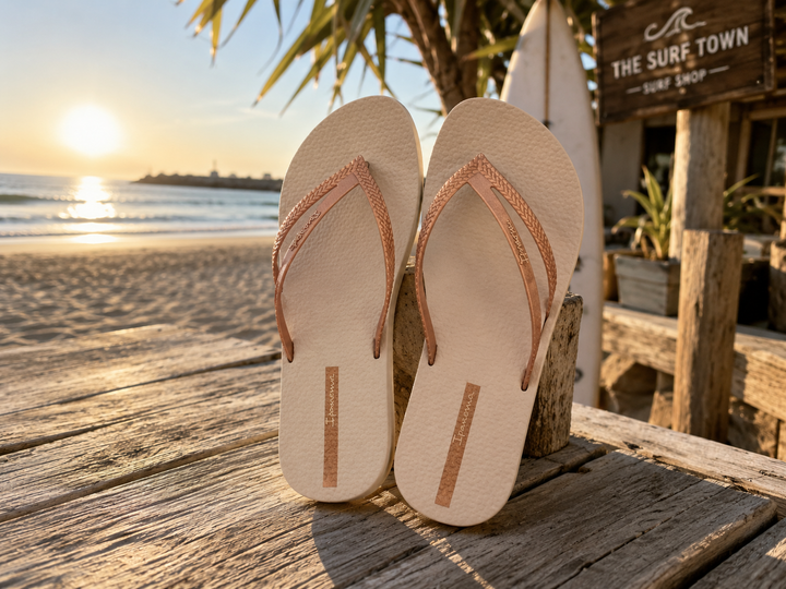 Chanclas Ipanema Bossa Soft Fem - Beiges/doradas (Beige/Gold)