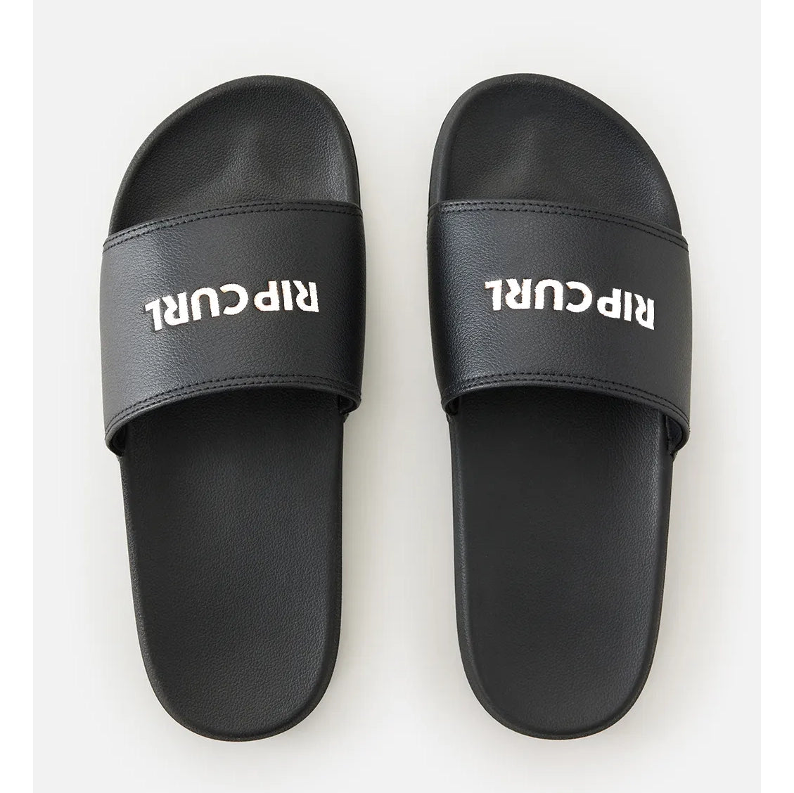 Chanclas de pala RIP CURL Classic Bloom Slide Black para hombre con tira ancha y logo blanco estilo surf verano
