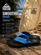 Chanclas Reef Smoothy True Blue para hombre en escena surf lifestyle premium tropical