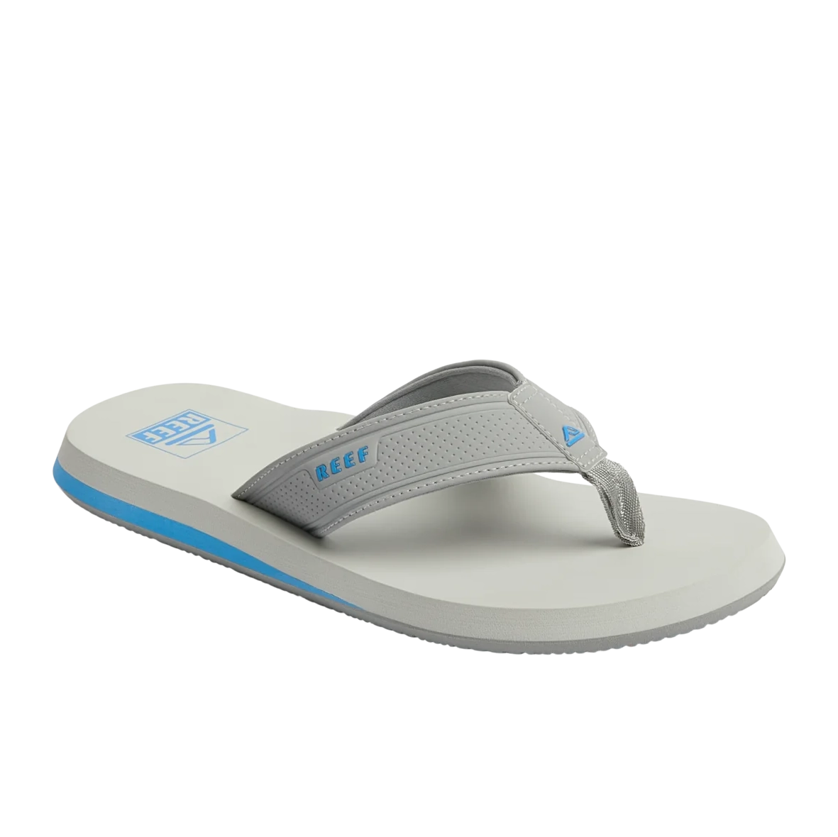 Chanclas REEF The Layback Grey Blue para hombre con tira ancha gris y detalles azul claro estilo surf verano
