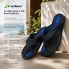 Chanclas Rider R Line Plus II AD Black Blue en fotografía editorial propia de THE SURF TOWN con estilo beach lifestyle premium y ambiente resort de verano