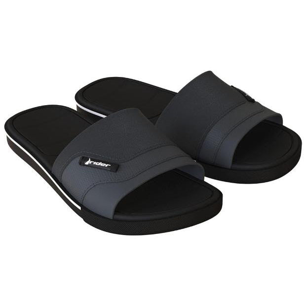 Chanclas RIDER Spin Slide Black Grey para hombre tipo pala con suela cómoda y antideslizante para piscina o verano