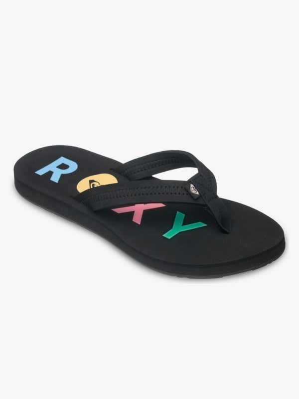 Chanclas ROXY Vista Black de mujer en color negro con logo estilo surf verano