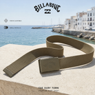 Cinturón Billabong Cog Military para hombre con cincha verde militar y hebilla metálica ajustable