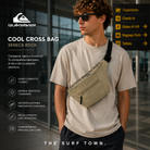 Cool Cross Bag Quiksilver Seneca Rock en fotografía editorial propia de THE SURF TOWN con estilo travel lifestyle premium en aeropuerto internacional