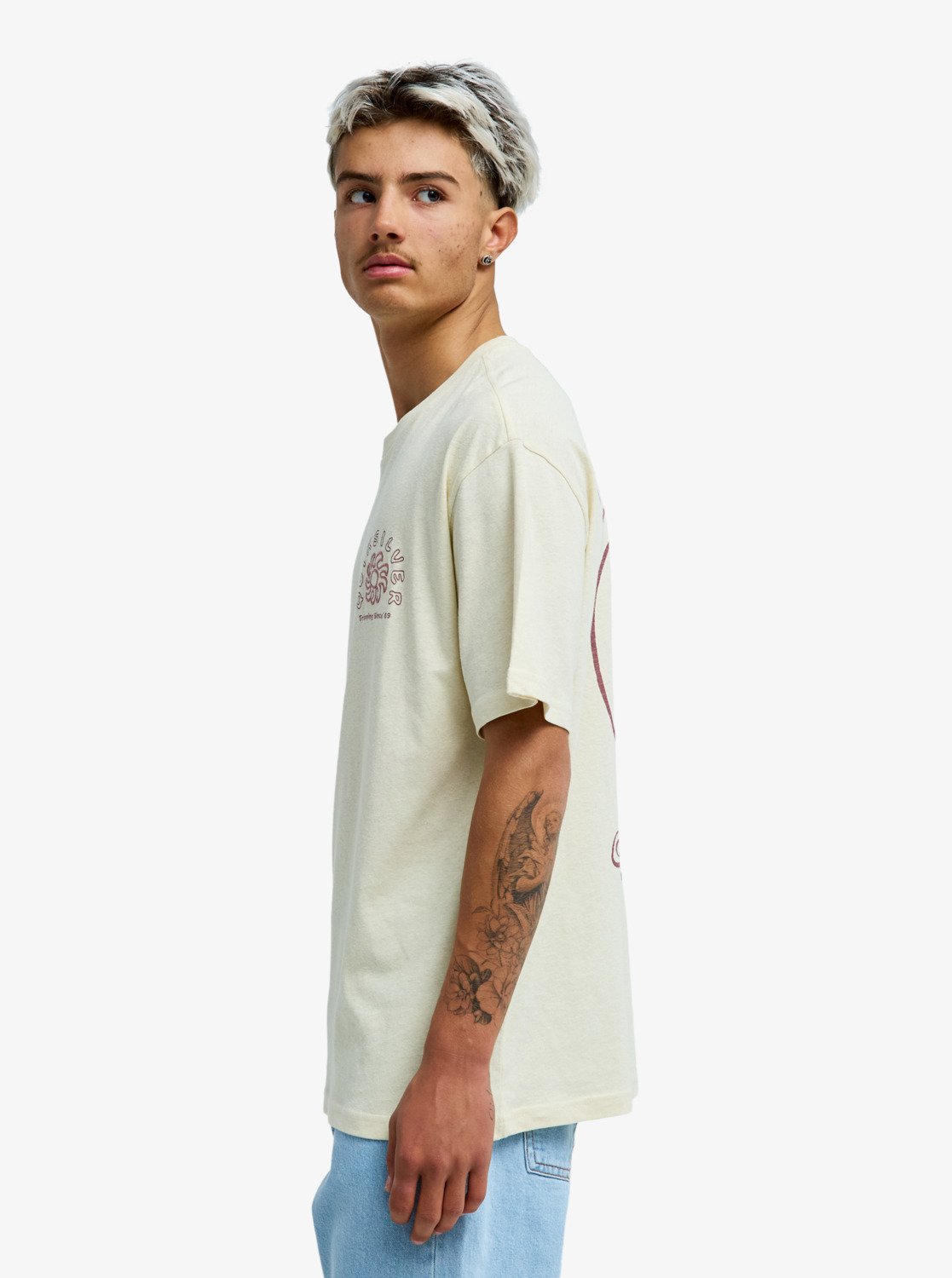Camiseta Quiksilver Curve Palm Bone White
