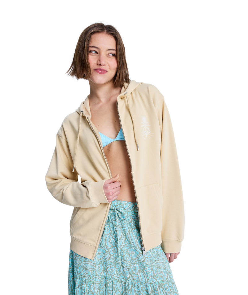 Sudadera Roxy Surf Stoked Zip Terry - Beige (Pebble) - imagen oficial principal del producto