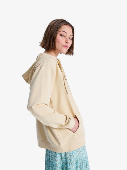Sudadera Roxy Surf Stoked Zip Terry - Beige (Pebble) - imagen oficial de producto, vista frt2