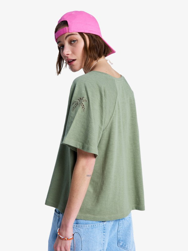 Camiseta Roxy Time For Palm Tree Oil Green
