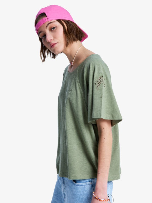 Camiseta Roxy Time For Palm Tree Oil Green