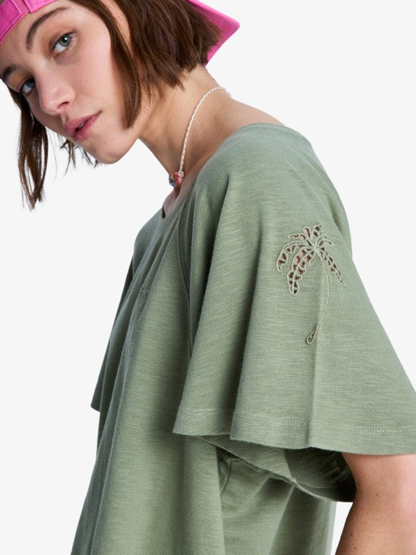 Camiseta Roxy Time For Palm Tree Oil Green
