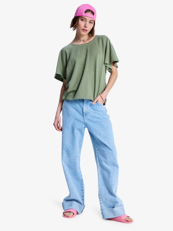 Camiseta Roxy Time For Palm Tree Oil Green