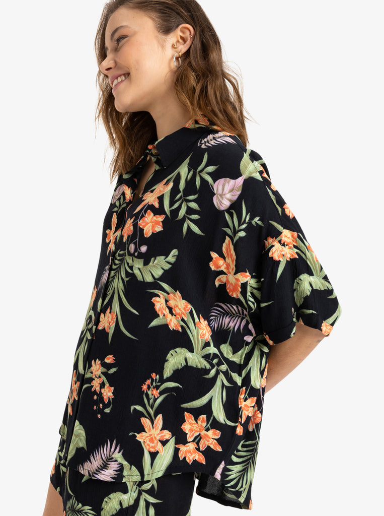 Blusa Roxy Beach Nostalgia Anthracite Island Escape