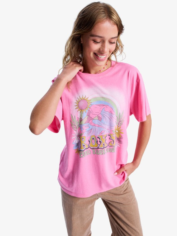 Camiseta Roxy Sunnyoversize Ootic Wash Pink Cosmos