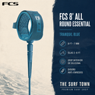Editorial premium FCS 8' All Round Essential Leash Tranquil Blue por The Surf Town