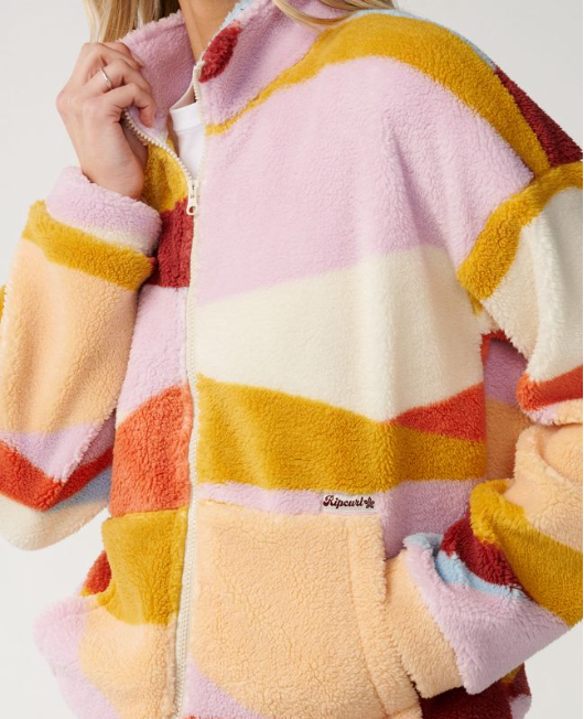 detalle delantero del forro polar rip curl retro swell multicolor 