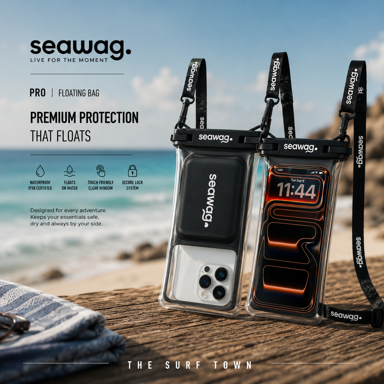 Funda Acuática Seawag Pro Floating Bag impermeable y flotante para móvil ideal para surf paddle surf kayak snorkel y actividades acuáticas