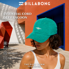 Gorra Billabong Essential Cord Deep Lagoon de pana verde turquesa, imagen editorial propia de THE SURF TOWN