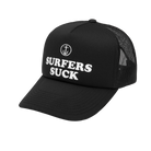 Gorra Captain Fin Surfers Trucker negra con logo blanco delantero y rejilla trasera tipo trucker
