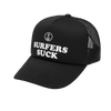 Gorra Captain Fin Surfers Trucker negra con logo blanco delantero y rejilla trasera tipo trucker