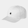 Gorra Carhartt WIP Madison Logo Cap blanca con logo negro bordado y cierre trasero ajustable metálico