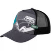 Gorra Coastal New “B” trucker unisex gris con rejilla trasera negra y visera curva