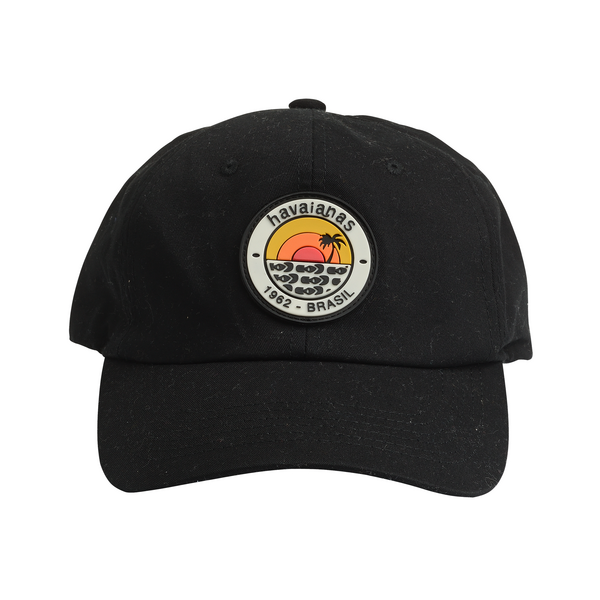 Gorra Havaianas Cap Black negra unisex con visera curva, logo frontal en goma y cierre ajustable strapback