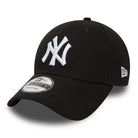 Gorra New Era NY negra 9FORTY League Basic con logo blanco bordado en relieve ajustable