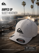 Gorra Quiksilver Amped Up Sleet Heather gris claro en escena editorial skate California lifestyle premium