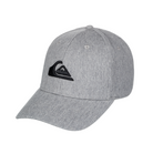 Gorra Quiksilver de color gris jaspeado con logo negro bordado en la parte delantera
