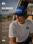 Gorra Quiksilver DNA Impaired Dark Navy estilo surf lifestyle premium para hombre