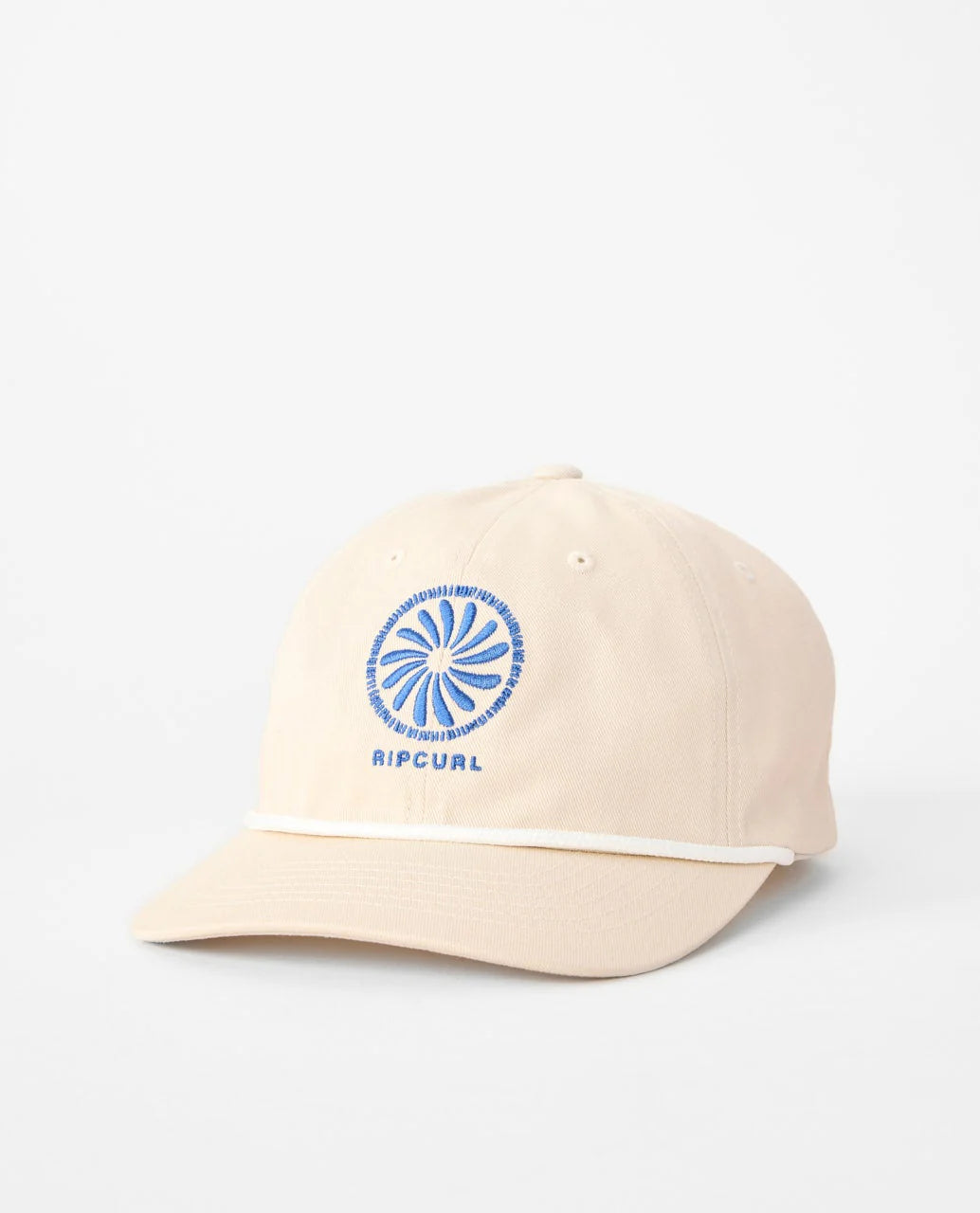 Gorra RIP CURL Mod Cali Medallion Vintage White blanca con logo surf bordado en azul