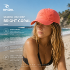 Gorra Rip Curl Search Icon Cap Bright Coral en fotografía editorial propia de THE SURF TOWN inspirada en un surf resort premium de Hawái
