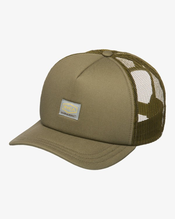 Gorra RVCA Dayshift Foamy Olive verde oliva trucker con rejilla hombre estilo surf urbano