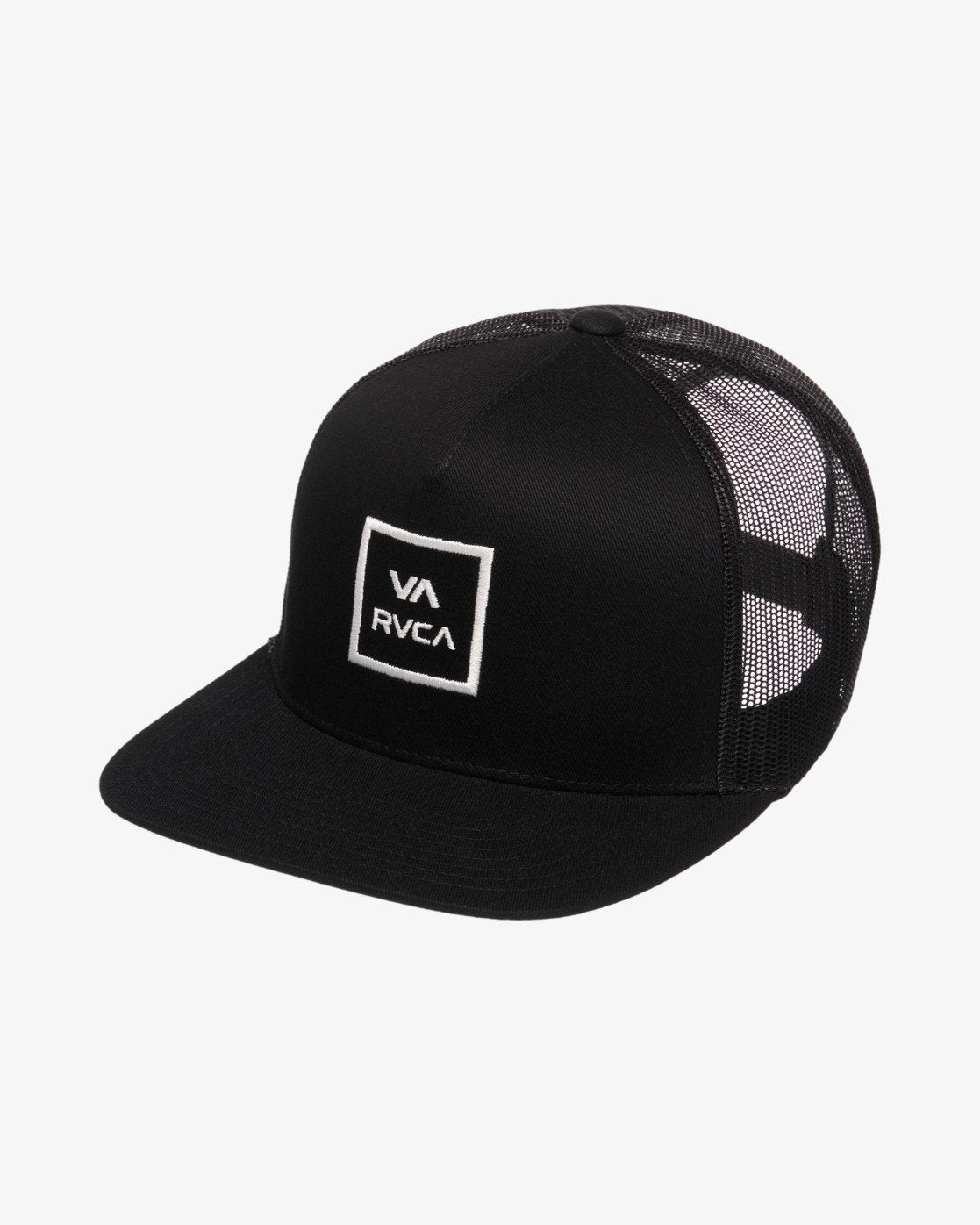 Gorra RVCA VA All The Way Black negra tipo trucker con rejilla y logo frontal hombre