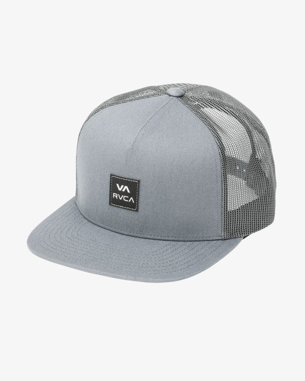 Gorra RVCA VA ATW gris lead trucker con visera plana y cierre snapback ajustable