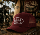 Gorra Von Dutch B11 II trucker burdeos con estilo motero surfero vintage premium
